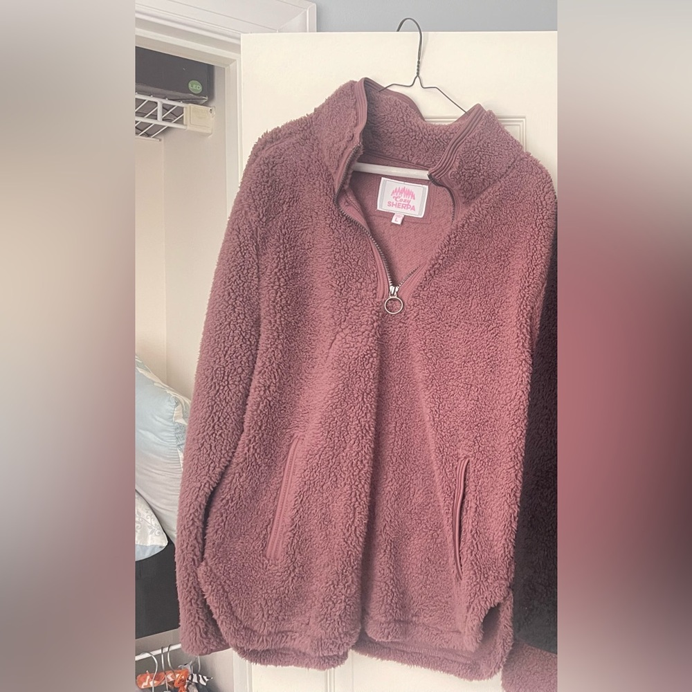 Cozy Mauve Fleece Turtleneck Sweater